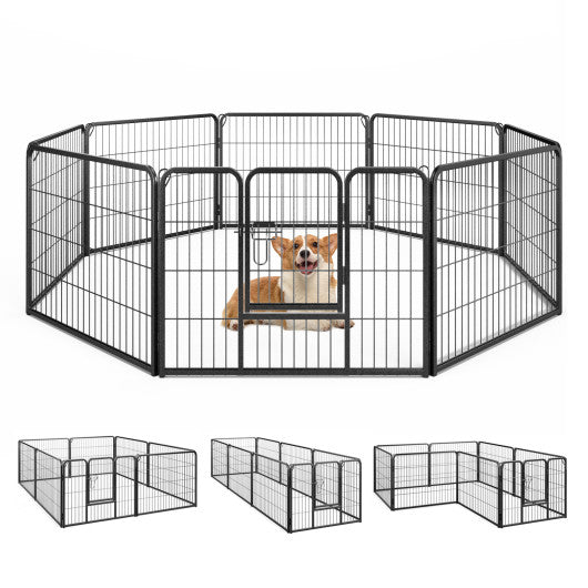 8 Panel 24 Inch Height Pet Fence Indoor Outdoor-24 inch