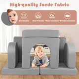 8-Piece Modular Kids Play Couch with Comfy Suede Fabric-Gray
