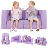 8-Piece Modular Kids Play Couch with Comfy Suede Fabric-Purple