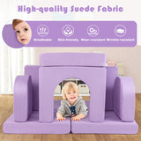 8-Piece Modular Kids Play Couch with Comfy Suede Fabric-Purple
