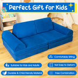 6 Pieces Convertible Kids Sofa Playset with Zipper-Blue