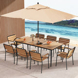 79 Inch Acacia Wood Outdoor Dining Table for 8 with 1.9 Inch Umbrella Hole