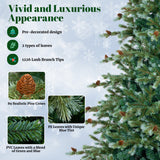 8 Feet Christmas Tree with 8 Lighting Modes and Pine Cones-8 ft