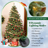 8 Feet Christmas Tree with 8 Lighting Modes and Pine Cones-8 ft