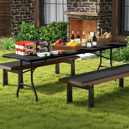 8 ft Portable Folding Table 350 LBS Fold-in-Half Table with HDPE Tabletop-Black