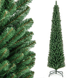 5/6/7/8 Feet Pencil Christmas Tree with 295/392/523/671 Memory Wire Branch Tips and Upgraded Metal Stand-8 ft