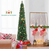 5/6/7/8 Feet Pencil Christmas Tree with 295/392/523/671 Memory Wire Branch Tips and Upgraded Metal Stand-8 ft