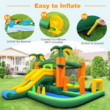 8-in-1 Tropical Inflatable Bounce Castle with 2 Ball Pits Slide and Tunnel Without Blower