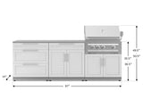 Outdoor Kitchen Stainless-Steel 5 Piece Cabinet Set with with 3-Drawer, Bar, Grill Cabinet, Platinum Grill and Countertop