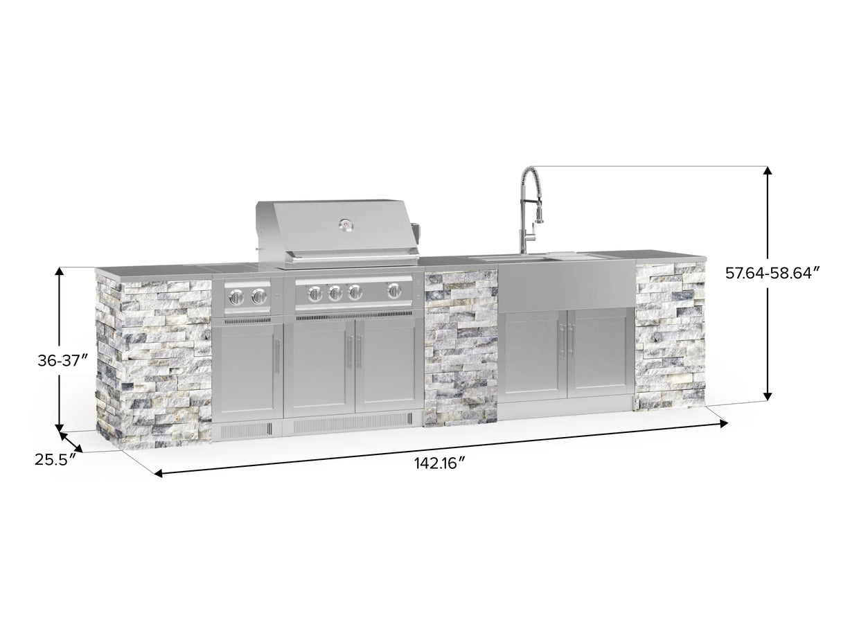 Outdoor Kitchen Signature Series 11 Piece Cabinet Set with Dual Side Burner, Sink, Platinum Grill and Grill Cabinet