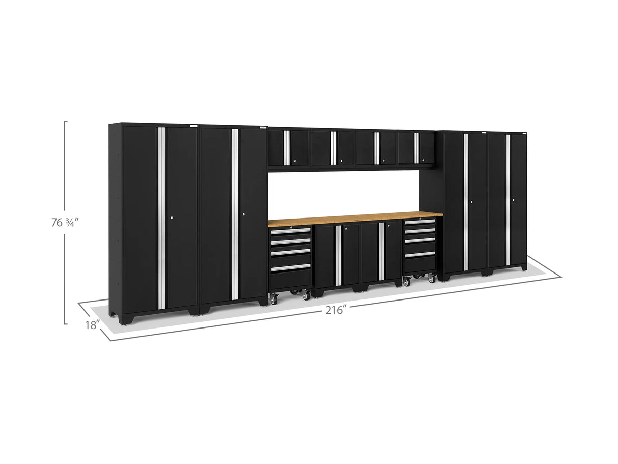 Bold Series 14 Piece Cabinet Set with Tool, Base, Wall Cabinets and 30 In. Lockers