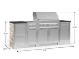 Outdoor Kitchen Signature Series 8 Piece Cabinet Set with Dual Side Burner, 3 Drawer, 1 Door, Platinum Grill and Grill Cabinet