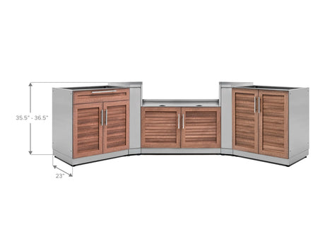 Outdoor Kitchen Stainless Steel 5 Piece Cabinet Set with 2-Door, Bar, Grill and Corner Cabinets