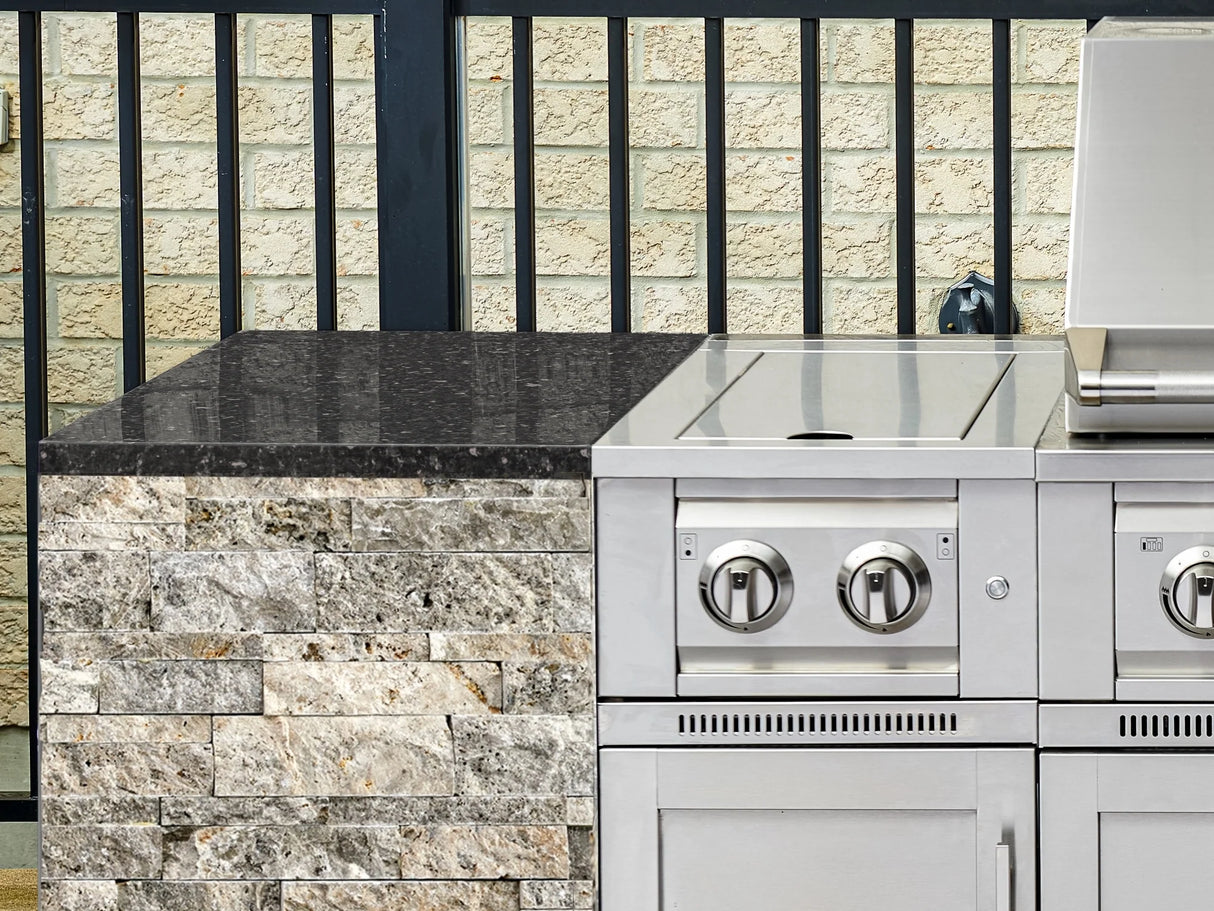 Outdoor Kitchen Signature Series 8 Piece L Shape Cabinet Set with 2 Door, Bar, Platinum Grill and Grill Cabinet