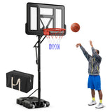 7.9-10 Feet Portable Basketball Hoop System with Sturdy Base and Wheels-Black