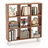 9-Cube Bookcase with 6 Removable Shelves and Raised Support Feet-Brown