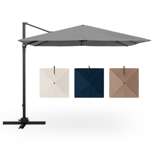 9.5 Feet Square Patio Cantilever Umbrella with 360° Rotation-Gray
