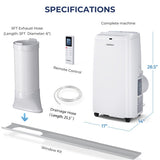 12000BTU 3-in-1 Portable Air Conditioner with Remote-White