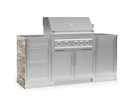 Outdoor Kitchen Signature Series 6 Piece Cabinet Set with Platinum Grill, 3 Drawer, 1 Door and Grill Cabinet