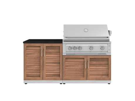 Outdoor Kitchen Stainless Steel 4 Piece Cabinet Set with 2 Door, Grill Cabinet, Platinum Grill and Countertop