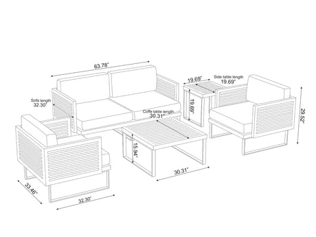 Monterey 4 Seater Chat Set with Coffee Table and Side Table