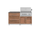 Outdoor Kitchen Stainless-Steel 4 Piece Cabinet Set with 3 Drawer, Grill Cabinet, Platinum Grill, and Countertop