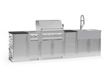 Outdoor Kitchen Signature Series 10 Piece Cabinet Set with 1 Door, Dual Side Burner, 3 Drawer, Sink, Grill and Grill Cabinet