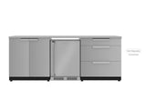 Outdoor Kitchen Stainless Steel 3 Piece Cabinet Set with 3-Drawer, 2-Door Cabinet and Fridge