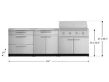 Outdoor Kitchen Stainless-Steel 5 Piece Cabinet Set with 3 Drawer, 2-Door with Drawer, Performance Grill, Grill Cabinet and Countertop