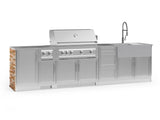 Outdoor Kitchen Signature Series 10 Piece Cabinet Set with 1 Door, Dual Side Burner, 3 Drawer, Sink, Grill and Grill Cabinet