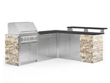 Outdoor Kitchen Signature Series 8 Piece L Shape Cabinet Set with 2 Door, Bar, Platinum Grill and Grill Cabinet