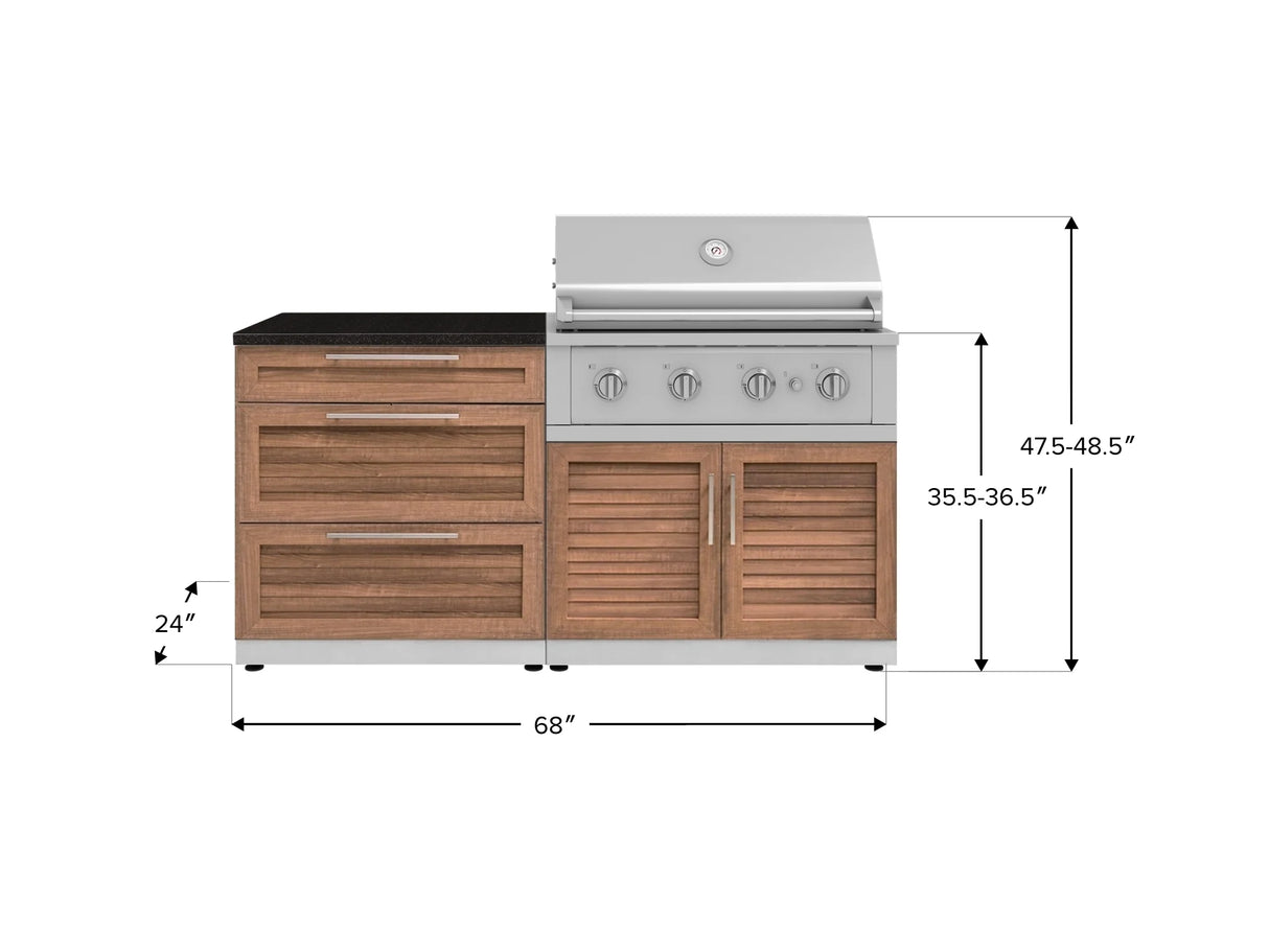 Outdoor Kitchen Stainless-Steel 4 Piece Cabinet Set with 3 Drawer, Grill Cabinet, Performance Grill, and Countertop