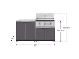 Outdoor Kitchen Aluminum 4 Piece Cabinet Set with 2 Door, Grill Cabinet, Performance Grill and Countertop