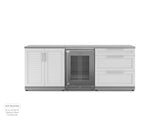 Outdoor Kitchen Stainless Steel 3 Piece Cabinet Set with 3-Drawer, 2-Door Cabinet and Fridge