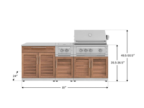 Outdoor Kitchen Stainless Steel 6-Piece Cabinet Set with Platinum Grill, Dual Side Burner, Bar and Grill Cabinet and Stainless Steel Countertop