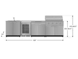 Outdoor Kitchen Stainless Steel 6 Piece Cabinet Set with Sink, Bar, Grill Cabinet, Performance Grill, Countertop and Glass Door Fridge