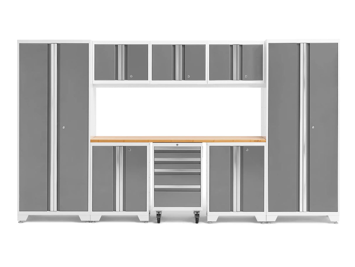 Bold Series 9 Piece Cabinet Set with 2 Base, Tool, Wall Cabinets and 30 In. Lockers