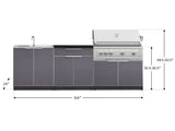 Outdoor Kitchen Aluminum 5 Piece Cabinet Set with Bar, Sink, Grill Cabinet, Platinum Grill, and Countertop