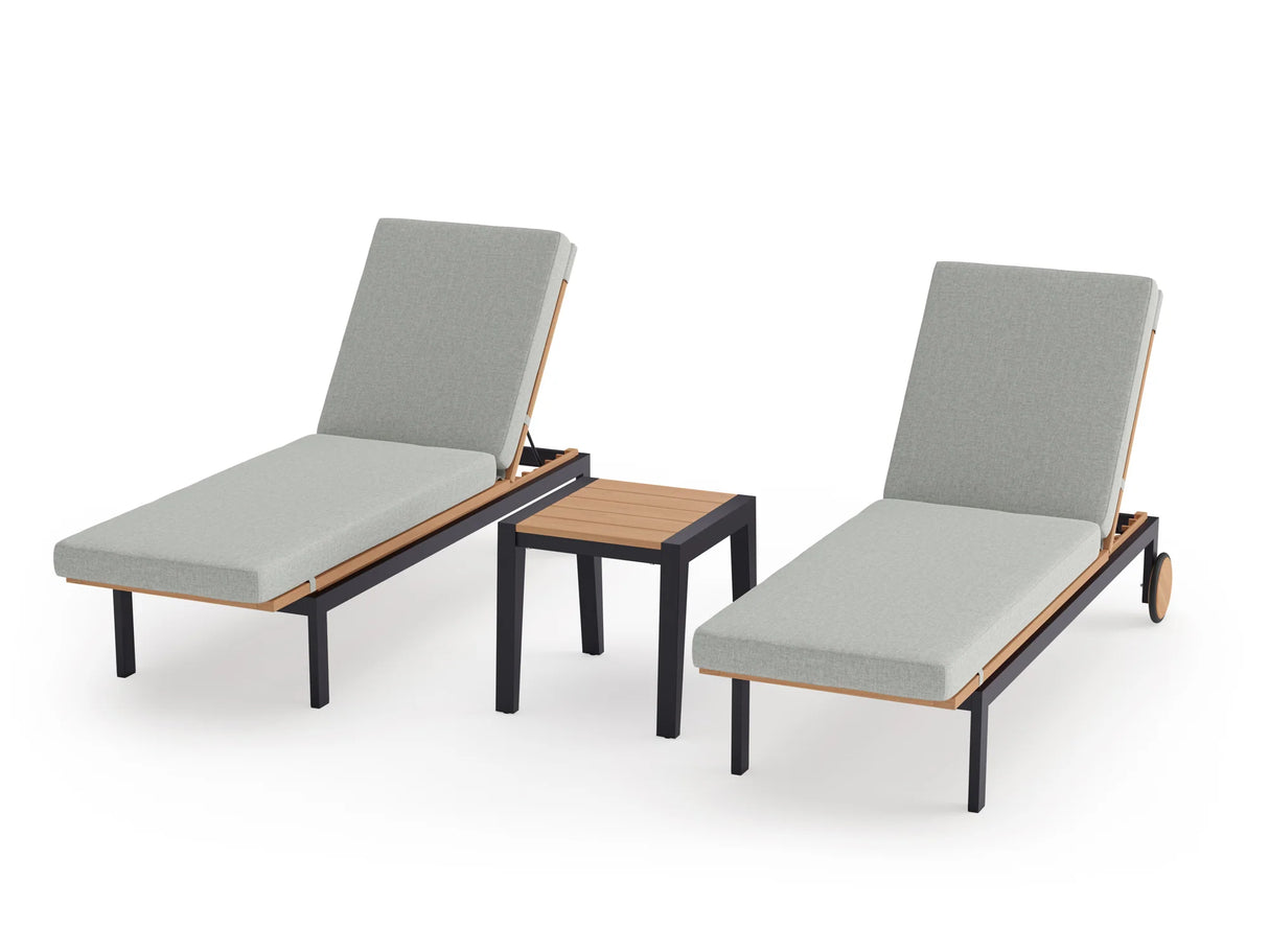 Rhodes Chaise Lounge (Set of 2) with Side Table