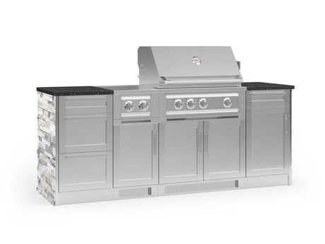 Outdoor Kitchen Signature Series 8 Piece Cabinet Set with Dual Side Burner, 3 Drawer, 1 Door, Platinum Grill and Grill Cabinet