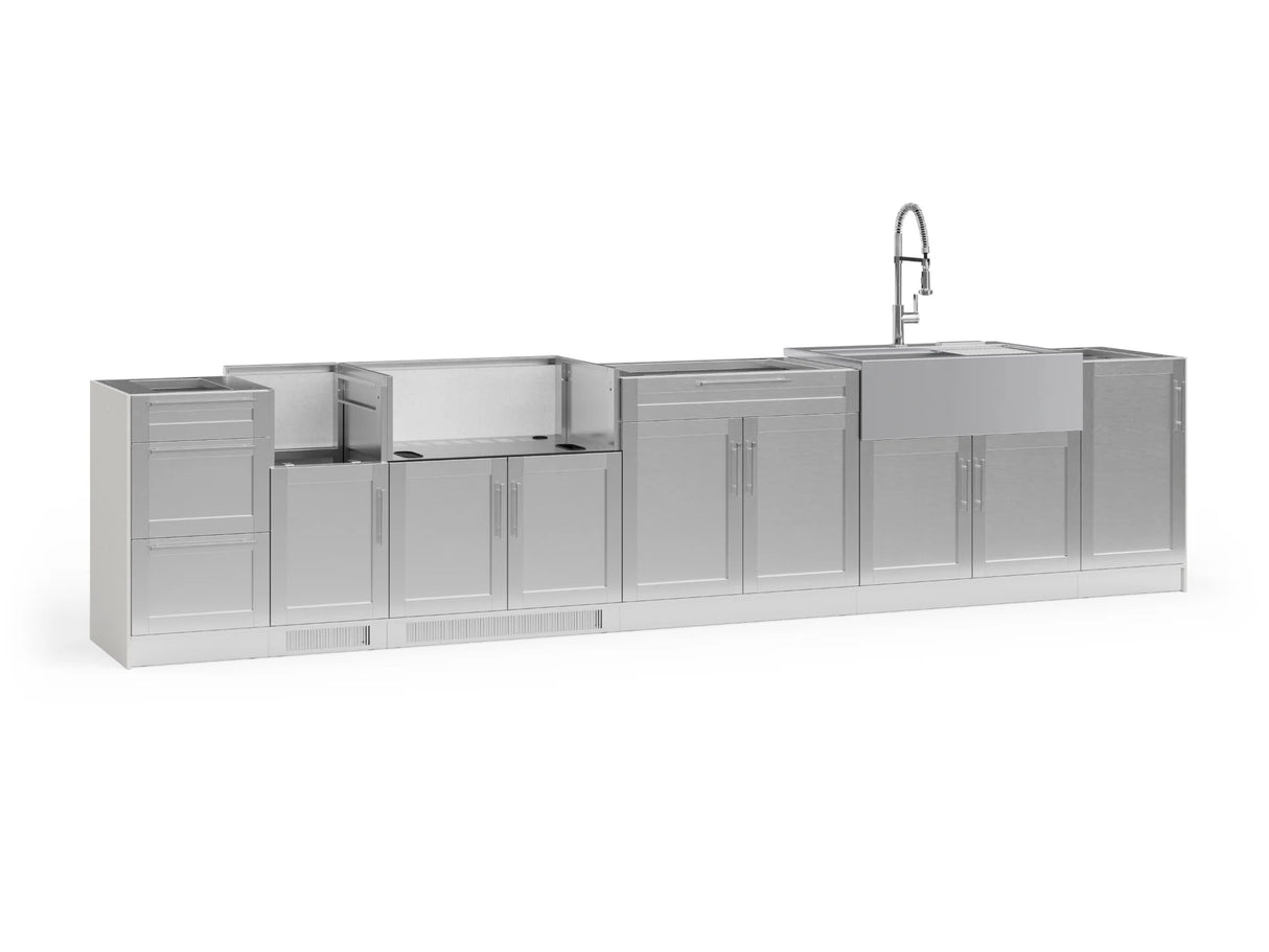 Outdoor Kitchen Signature Series 8 Piece Cabinet Set with Dual Side Burner, Sink and Grill Cabinet