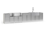 Outdoor Kitchen Signature Series 8 Piece Cabinet Set with Dual Side Burner, Sink and Grill Cabinet