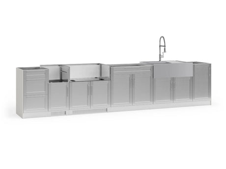 Outdoor Kitchen Signature Series 8 Piece Cabinet Set with Dual Side Burner, Sink and Grill Cabinet