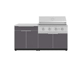 Outdoor Kitchen Aluminum 4 Piece Cabinet Set with Bar, Grill Cabinet, Performance Grill, and Countertop