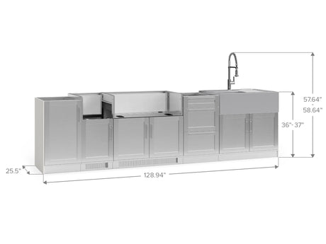 Outdoor Kitchen Signature Series 7 Piece Cabinet Set with Dual Side Burner and Sink Cabinet