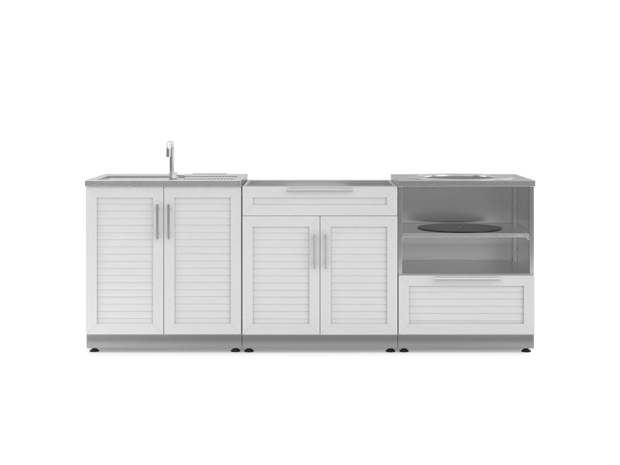 Outdoor Kitchen Stainless Steel 3 Piece Cabinet Set with Bar, Sink and Kamado Cabinet