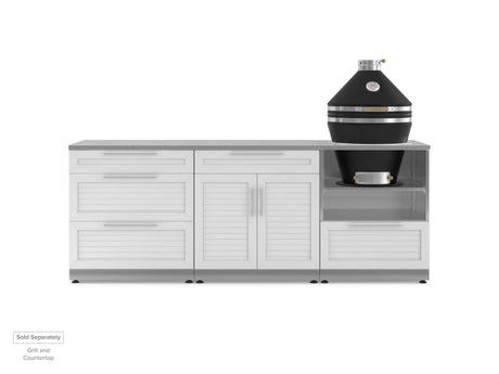 Outdoor Kitchen Stainless Steel 3 Piece Cabinet Set with 3-Drawer, Bar and Kamado Cabinet