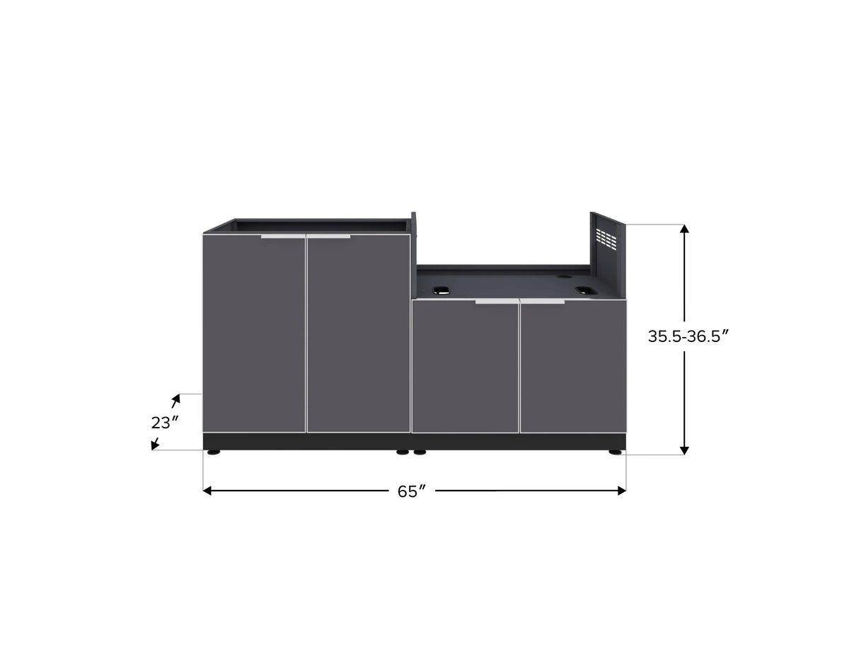 Outdoor Kitchen Aluminum 2 Piece Cabinet Set with 2 Door and Grill Cabinet