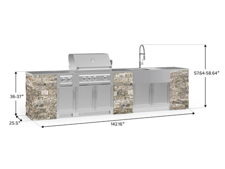 Outdoor Kitchen Signature Series 11 Piece Cabinet Set with Dual Side Burner, Sink, Platinum Grill and Grill Cabinet