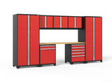 Pro Series 8 Piece Cabinet Set with Wall, Tool Drawer, Multi-Function Cabinet, Lockers and 84 In. Worktop